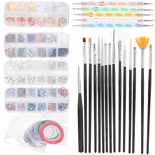Nail Art Pinsel 3D Nail Art Dekorationen Kit Nail Art Werkzeug Set Nagelpinsel Punktierstift Strass Dekoration… – Bild 7