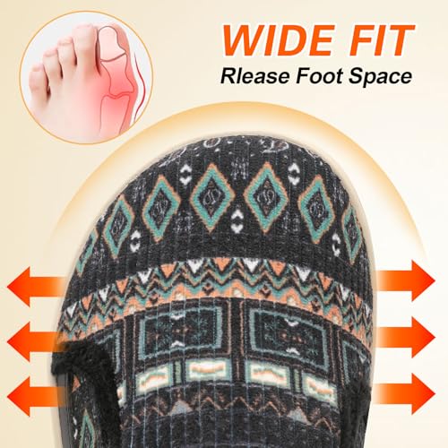 Image of Spesoul Wide Womens Slippers Adjustable House Shoes Indoor Outdoor Barefoot Slippers Cozy Walking Shoe Swollen Edema Diabetic Shoes