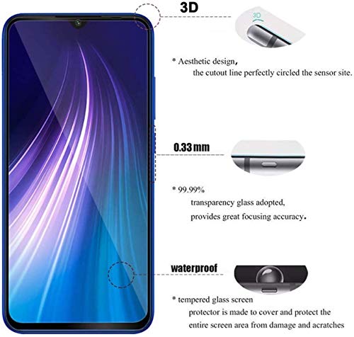 Image of Tempered Glass Screen Protector Compatible for Xiaomi Mi Note 8 Pro (6.53 Inch) HD Clear, Bubble-Free, Anti-Scratch Full Protection Durable Tempered Glass (Black, Pack of 1)