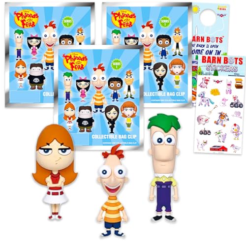 Phineas and Ferb Blind Bag Bundle - 3-Pack Collectible Figures w Clips