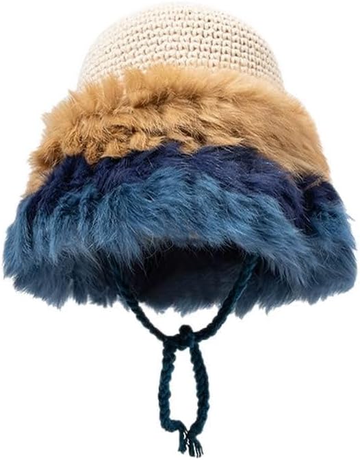 Knitted Hat Women Autumn and Winter Warm and Cute Tethered Windproof Beanie
