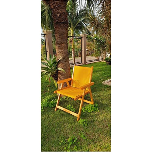 Cadeira De Madeira Dobrável Para Lazer Jardim Praia Piscina Camping Amarelo - AMZ - Amarelo