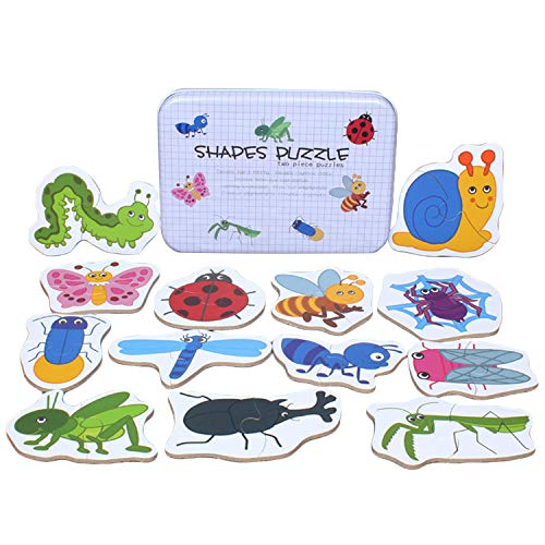 Beetest ES Lindo de Dibujos Animados de Madera temprana Juguetes educativos Rompecabezas para niños bebés niños niños niñas cumpleaños Navidad Festival Regalo Insecto