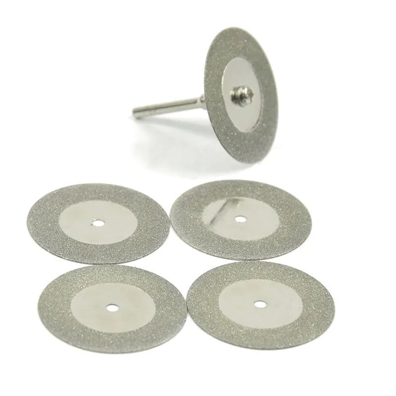 Ostrza do cięcia szkła, 5-częściowe diamentowe tarcze tnące z trzpieniem 16-60 mm do narzędzi Dremel i obrotowych(50mm With Shank)