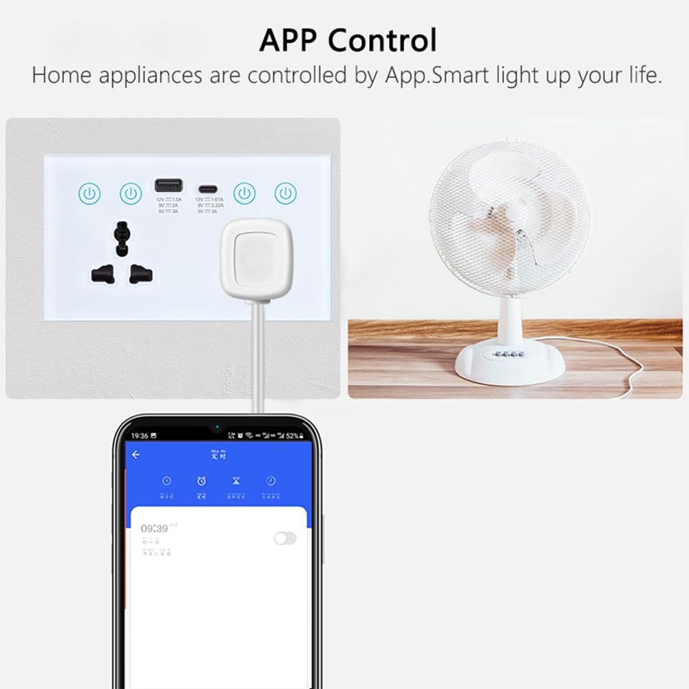 Prise Universelle UE/UK/US Tuya WiFi Noire avec Interrupteur Intelligent et Port USB et Type-C Smart Life