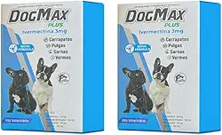 DogMax Plus - Ação 4 em 1 - Remédio para pulgas, carrapatos, vermes e sarna 8 Comprimidos 15kg