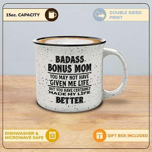Miniatura 2 de shop4ever Stepmom You May Not Have Given Me Life But You Certainly Made My Life Better Novedad Campfire - Taza de café de cerámica moteada de 15