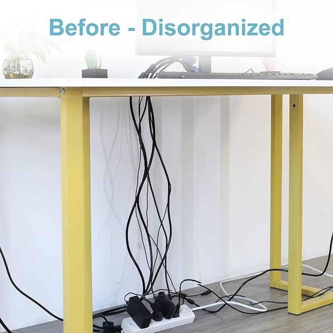 Miniatura 4 de ENUODA Red de gestión de cables debajo del escritorio, administrador de cables de malla negra, flexible debajo del escritorio, red de gestión de