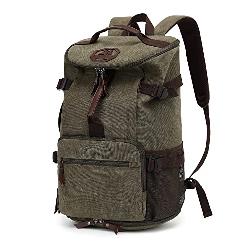 Gym Duffle Bag Backpack 4-Way Vintage canvas with Shoes Compartment for travel Sport Hiking laptop (Vintage green) X-Large