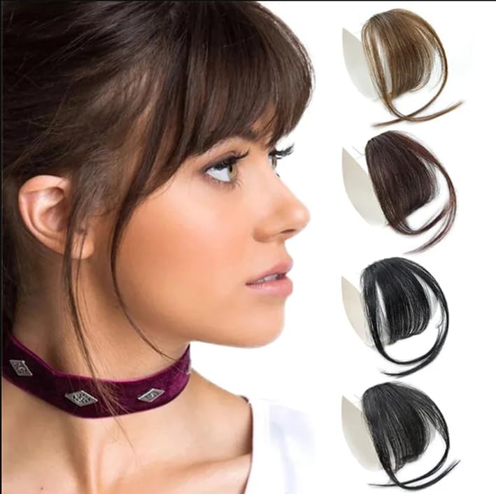 Flequillo con clip, extensiones de cabello 100% humano con clip, flequillo con fleco con red agradable y plano natural, flequillo ordenado con disponible en Yaxa Peru