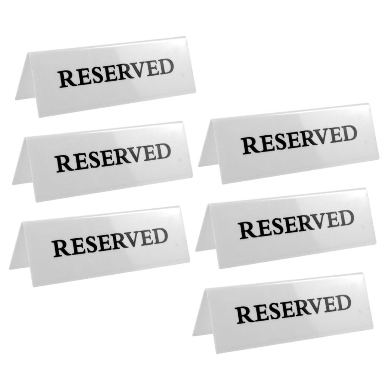 STOBOK 6pcs Tent Dining Room Table Dining Table Freestanding Reserved Conference Room Reservation Sign Reserved Table Signs for Wedding Acrylic Black Letter Banquet White Signage