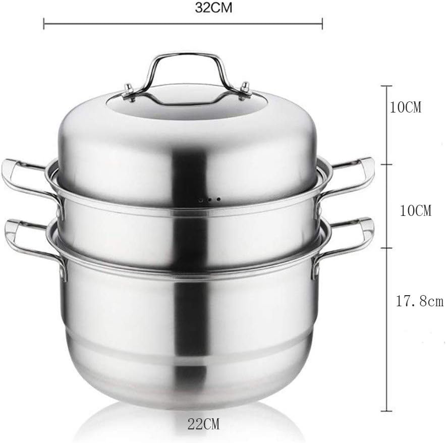 Thicken Three Floors Steamer Cookware，3 Tier Stainless Steel Cookware Pot Sauce Multi-layer Boiler