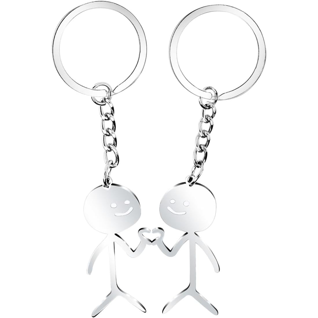WKRTDY Set de 2 Llaveros Sonrientes en Forma de Corazón, Regalo Original y Romántico para Parejas Enamoradas, Ideal para San Valentín y Aniversarios de Pareja, Perfecto para Hombres y Mujeres,