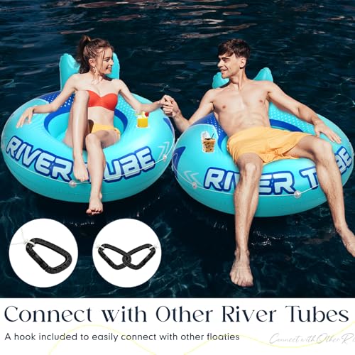 Glimin 53" Adult Heavy Duty River Tube Float Holds 300lb, Blue, 10 Pcs - image 4