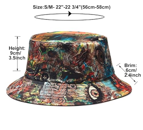 Image of Quanhaigou Bucket Hat for Men Women,Packable Reversible Printed Sun Hats,Fisherman Outdoor Summer Travel Hiking Beach Caps