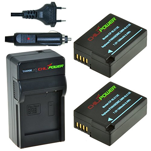 ChiliPower DMW-BLC12, DMW-BLC12E, DMW-BLC12PP - Juego de 2 baterías y Cargador para Panasonic Lumix DMC-FZ200/FZ300/FZ1000/FZ2000/FZ2500, DMC-G5, DMC-G6, DMC-G7, DMC-G80, DMC-G85, DMC-GH2, DMC-GX8
