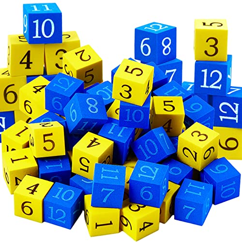 Jexine Foam Numbered Dice 0.75 Inch Soft Foam Cubes for Kids Math...
