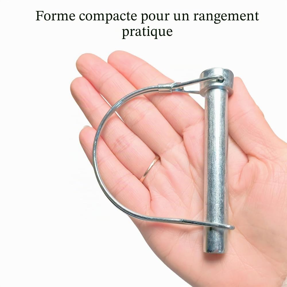 10 Pack de Goupilles de Verrouillage en Fil, Goupilles de Couplage de Sécurité en Forme de D en Acier au Carbone pour Remorque, Goupilles Lynch pour Ferme, Pelouse et Jardin (8 x 80 mm)