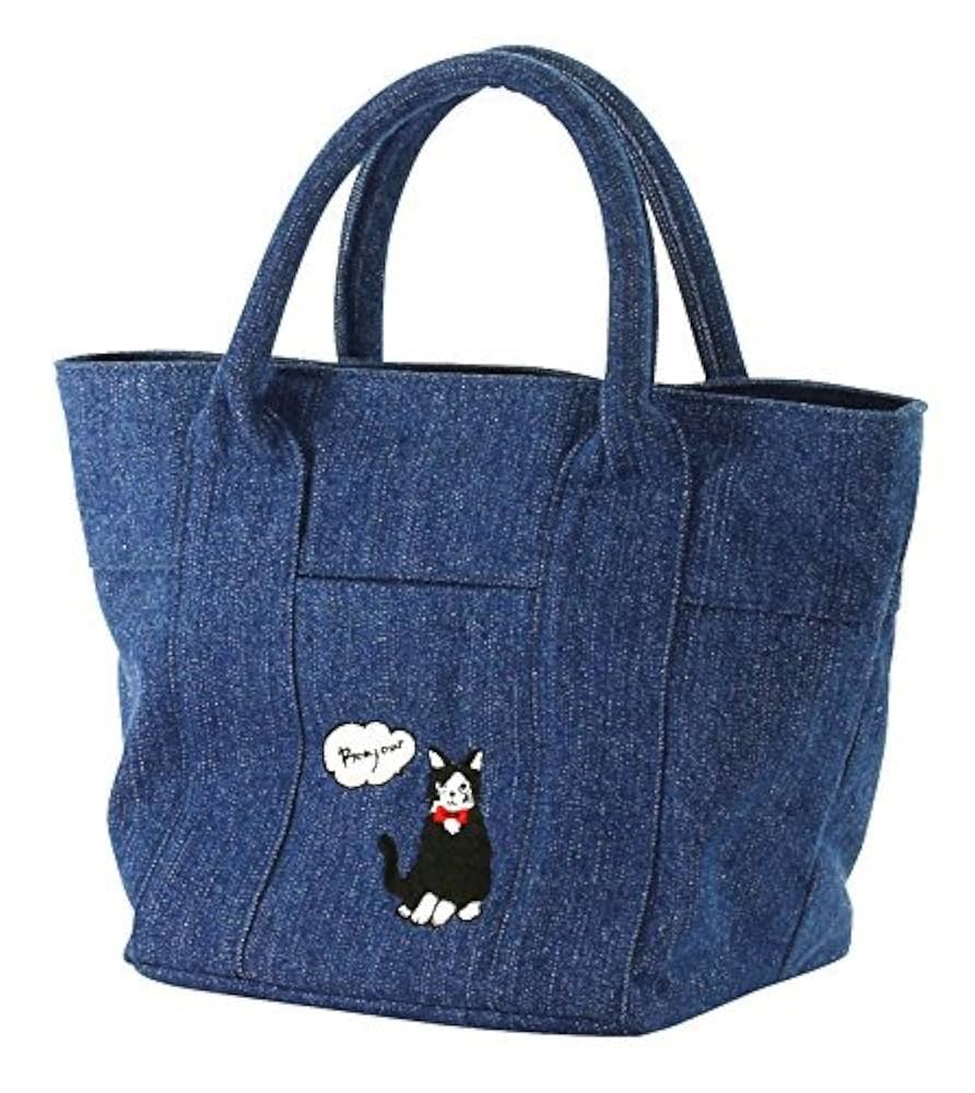 インディゴハート柄デニム♡刺繍のショルダーバッグ♡フリルリボン猫ちゃん Amazon.co.jp: デニム猫トートバッグ 小 13190 : ファッション