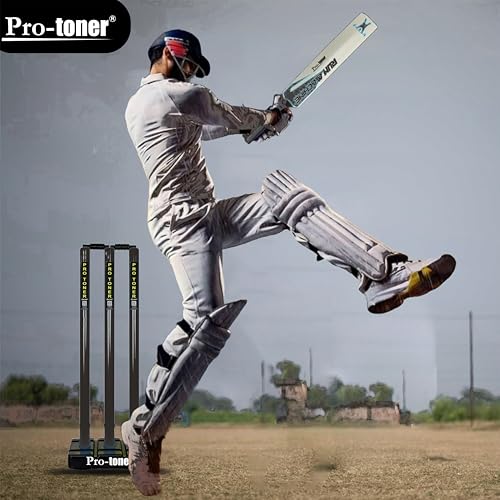 Protoner Cricket Set with Wooden Bat, Stumps and Ball, Sports Kit for Kids and Adults (Adults) 9 516rS2kZp0L