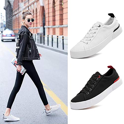 Adokoo Womens Canvas Shoes Low Cut Canvas Sneakers Walking Running Shoes thumb #3