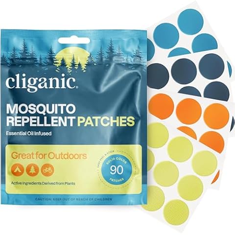 Cliganic Mosquito Repellent Stickers (90 Pack) - Patches for Kids & Adults, Natural DEET-Free, Citronella Essential Oil Infused Cover