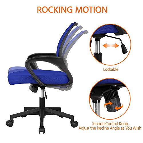 Yaheetech Office Chair Desk Chair Computer Chair Swivel Rolling Chair Cute Task Chair Ergonomic Conference Room Chair Mesh Work Study Chair Basic Comfy Desktop Chair With Wheels Arms, Blue #TOP4