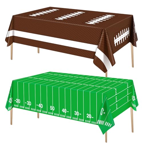 Esjay Football Tablecloth Party Decorations, Football Table Covers Disposable Plastic, Football Themed Birthday Party Supplies Decorations, 2 Pack(54”x72”)
