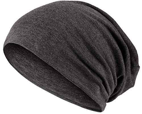 Hatstar Slouch Long Beanie 2in1 Reversible Jersey Mütze in 45 Farben (1 farbig | dunkelgrau)