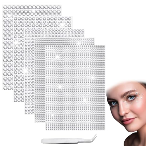jatimdotin 2542 Peças diamantes de imitação autocolantes, autocolantes de imitação de diamantes, 3/4/5/6 mm autocolantes de pedras de cristal acrílico com pinças para trabalhos manuais, unhas, arte
