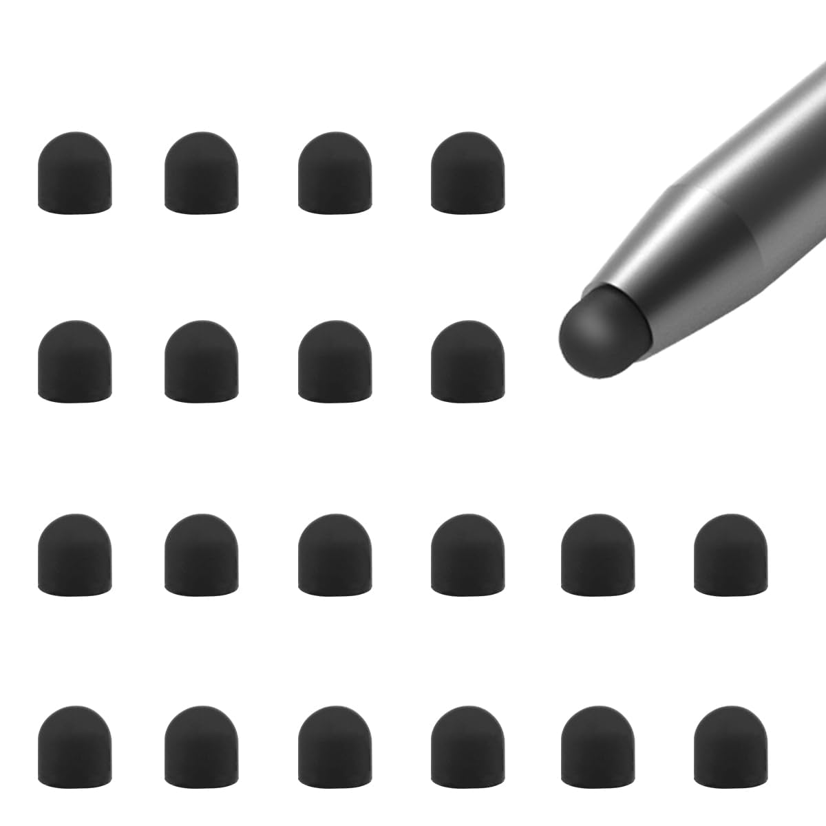 NALACAL 20Pcs Replacement Tips for Touch Screen Pens, 6x6mm Silicone Rubber Stylus Tips, Compatible with Most Touch Pens, Durable and Sensitive Stylus Tips for Tablets and Smartphones