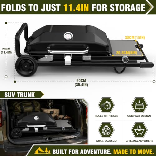 Image of Bestfire Propane Gas Grill, 13000 BTU 2-in-1 Griddle & Grill Grate Foldable