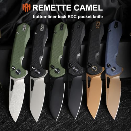 Image of REMETTE RT-CAMEL Folding Pocket Knife, 3.1 inch D2 Steel Blade, G10 Handle