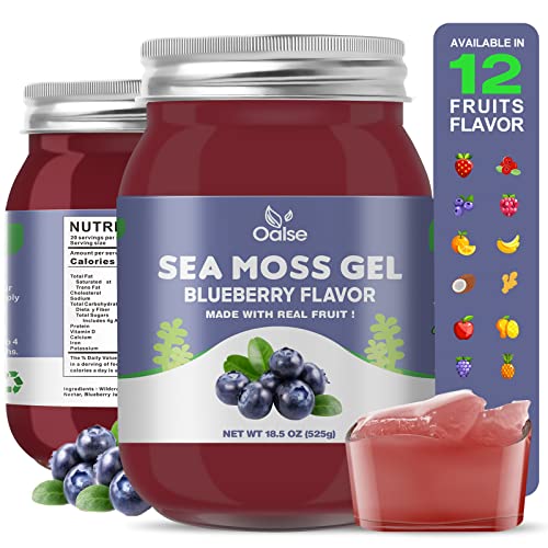 OALSE Sea Moss Gel - 18.5oz Mango Pineapple Flavor Sea Moss Gel Organic Raw Nutritious Organic Sea Moss Gel in Minerals Proteins & Vitamins Vegan-Friendly (Blueberry)