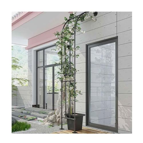 Gartenbogen, Stahlrahmen für Kletterpflanzen, wetterbeständiger Metall-Blumentorbogen für den Innen- und Außenbereich, perfekt für Terrassenrosen und Dekoration, Schwarz, 119,4 x 238,8 x 40,6 cm
