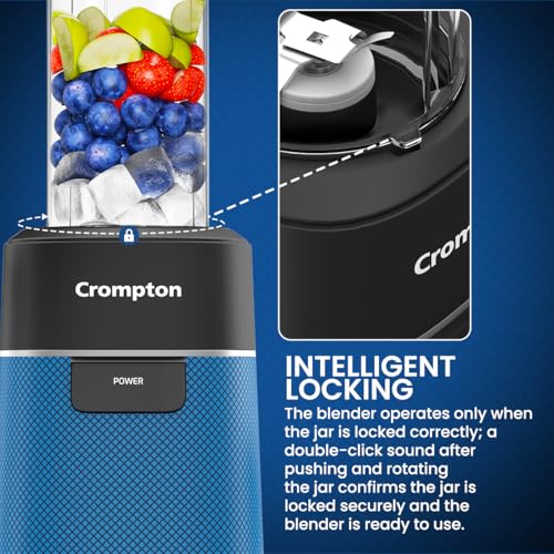 Image of Crompton Ameo Fresh|premium Nutri blender|Smoothie Maker|400 watts powerful motor|3 Food grade jars|Sipper Cap|Storage lid|Black & Red Color|1L Blender jar|2 years warranty