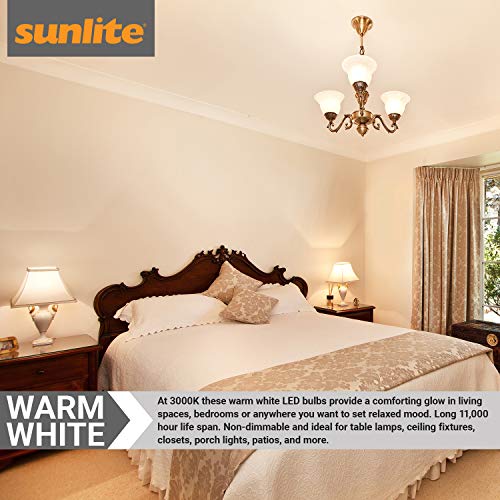 Sunlite 81021 Led A19 Household Light Bulbs, 9 Watt (60W Equivalent), 800 Lumens, Non-Dimmable, Medium (E26) Base, 3000K, Ul Listed, 12 Pack #TOP4