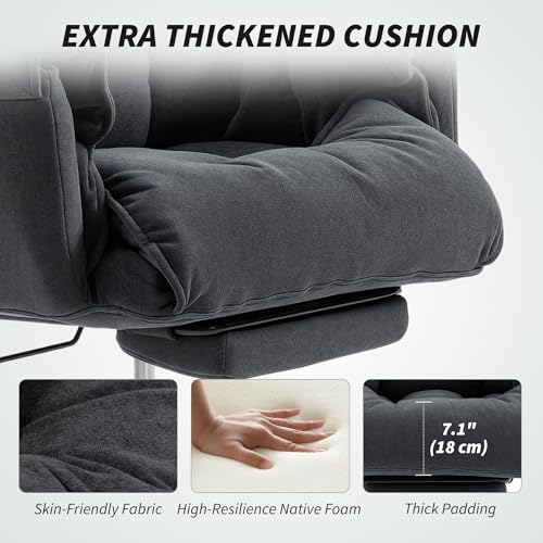 Image of HOMCOM Executive Office Chair with Footrest, Reclining Swivel Computer Desk Chair with High Back, Thick Cushion, Padded Armrest, Adjustable Height, Rolling Wheels, Dark Gray