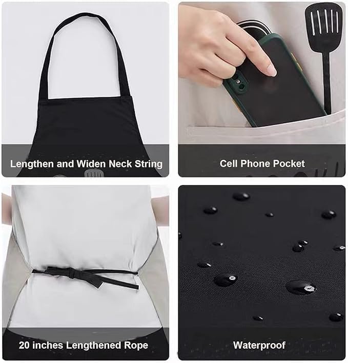 Image of HROY Kitchen Apron for Women & Men with Pocket & Side Towel | Kitchen Apron for Women & Men with Pocket & Side Towel | Reusable Cooking Chef Apron for Home Kitchen