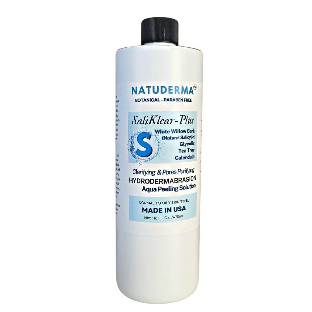 Hydrodermabrasion Serum SALIKLEAR, Extraction - Exfoliation -Unclog Pores Solution for Wet Microdermabrasion or Aqua Peeling machine, 16 oz. by Natuderma.