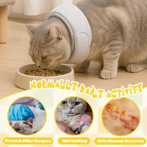JYNXOR Bequemes Halsband zur Genesung von Haustieren, Halskrause Hund Halskrause Katze,Wundschutz, Antileck-chirurgisches Genesungshalsband für Katzen und Hunde nach Operationen,S,Hellgrau