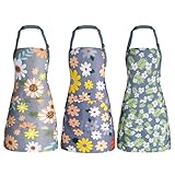 IHFAIO Apron for Women with Pockets, Adjustable Waterproof Floral Chef Aprons for Kitchen, Gardening, Cooking, BBQ or Baking, 3Pcs (3)