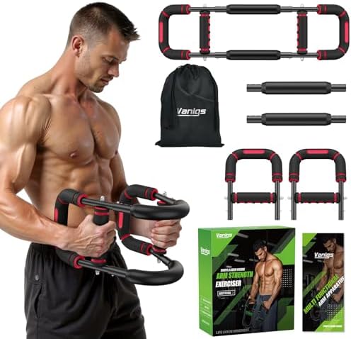 Twister Arm Trainer for Men, Chest Workout Equipment 5-Level Adjustable (40-130lb) with Ergonomic 27° Targets Biceps/Clip/Thigh, Portable Exerciser for Home Gym Travel Fitness