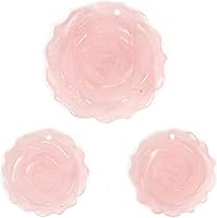 Justinstones 3pcs Rose Quartz Carved Flower Gemstone Pendant Earrings Beads Set DIY Jewelry Making 1.3" 1"