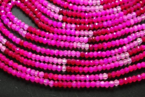 Chalcédoine rose perles haut de gamme, rondelles facettées précieuses LKBEADS