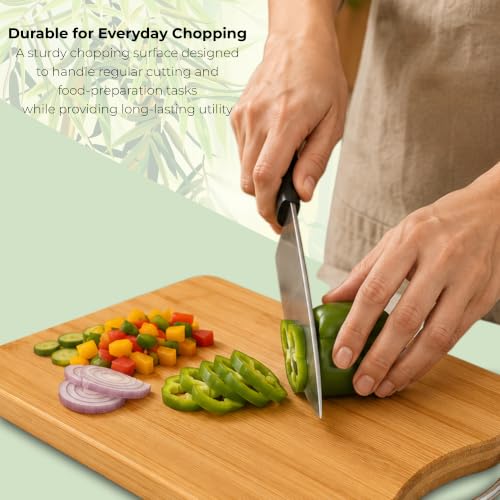Image of Hawkins Bamboo Chopping Board Big 255 x 360 mm |100% Food Safe |Natural Bamboo |Strong & Lightweight |Durable |Eco-Friendly Cutting Board (BCBB)
