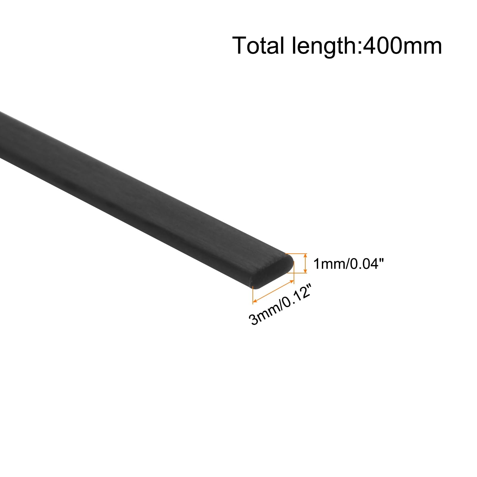 QUARKZMAN 6 Pièces de Barres Plates en Fibre de Carbone Pultrudée de 1x3mm et de 400mm de Longueur pour Cerfs-Volants, Avions RC
