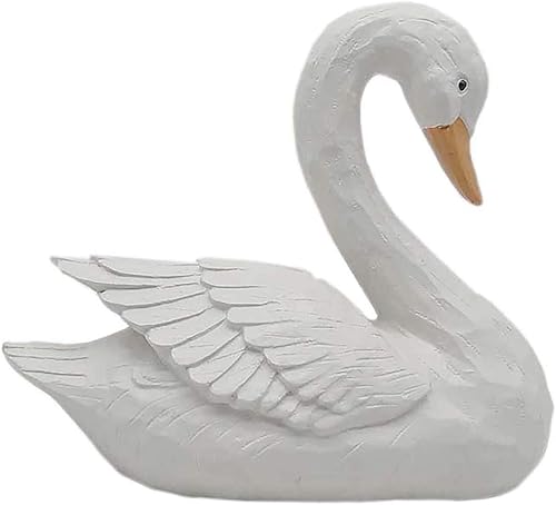 Miniatura 6 de Estatua de cisne de resina para el hogar y el jardín, elegante figura de cisne blanco de 8.66 pulgadas, adorno de césped al aire libre, escultura de