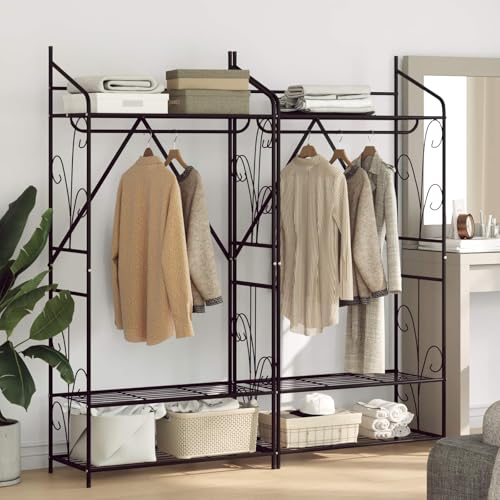 Teenpull Armario abierto de metal con 2 unidades, 78 x 36 x 158 cm, armario moderno para dormitorio, ahorro de espacio, con barra para colgar y estantes, almacenamiento versátil