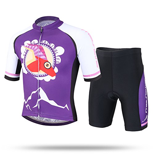 LSERVER Ensemble de Maillot de Cyclisme pour Enfant Gacon Fille, Antelope Violet, XL (Convient à 10-11 Ans)